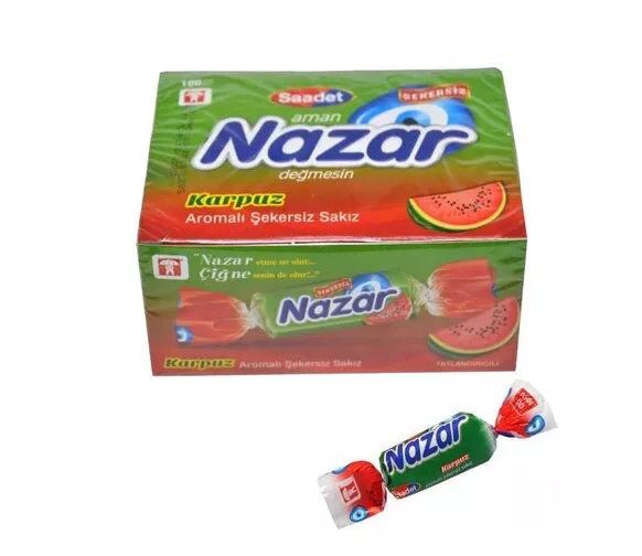 Nazar Karpuz Aromalı Şekersiz Sakız 100 lü Paket