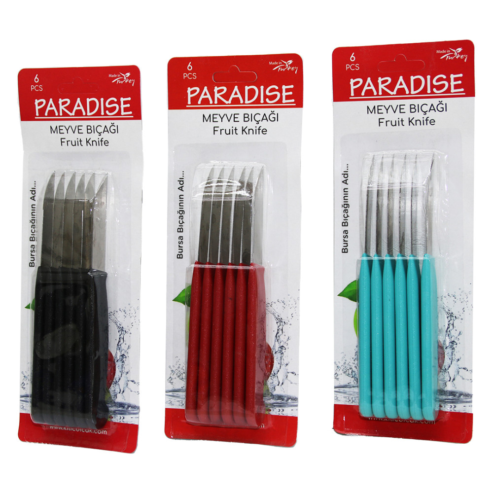 Pardise Meyve Bıçağı 6 lı Paket (Karma Renk)