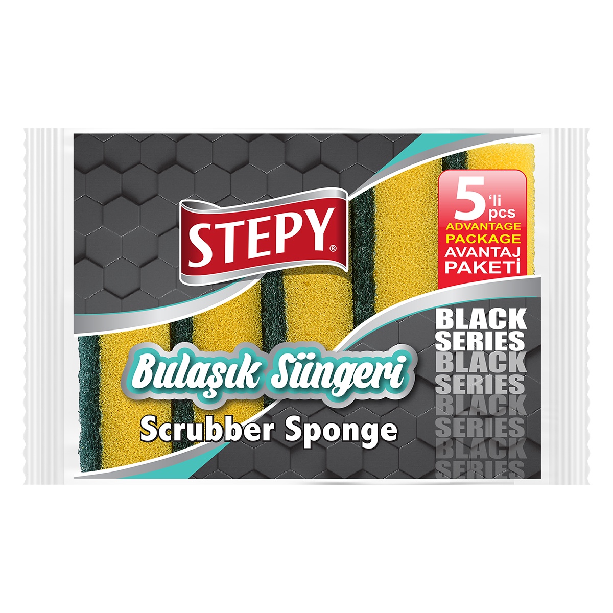 Stepy Black 5 li Bulaşık Süngeri